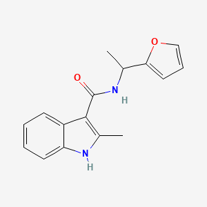 molecular formula C16H16N2O2 B7565546 N-[1-(furan-2-yl)ethyl]-2-methyl-1H-indole-3-carboxamide 