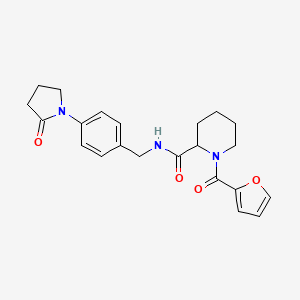 molecular formula C22H25N3O4 B7565608 1-(furan-2-carbonyl)-N-[[4-(2-oxopyrrolidin-1-yl)phenyl]methyl]piperidine-2-carboxamide 