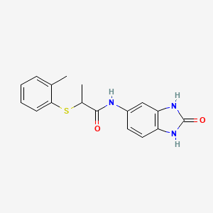 molecular formula C17H17N3O2S B7565614 2-(2-methylphenyl)sulfanyl-N-(2-oxo-1,3-dihydrobenzimidazol-5-yl)propanamide 