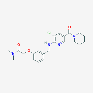 molecular formula C22H27ClN4O3 B7565625 2-[3-[[[3-chloro-5-(piperidine-1-carbonyl)pyridin-2-yl]amino]methyl]phenoxy]-N,N-dimethylacetamide 