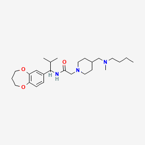 molecular formula C26H43N3O3 B7565653 2-[4-[[butyl(methyl)amino]methyl]piperidin-1-yl]-N-[1-(3,4-dihydro-2H-1,5-benzodioxepin-7-yl)-2-methylpropyl]acetamide 