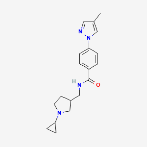 molecular formula C19H24N4O B7565698 N-[(1-cyclopropylpyrrolidin-3-yl)methyl]-4-(4-methylpyrazol-1-yl)benzamide 