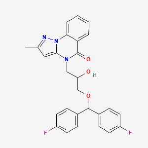 molecular formula C27H23F2N3O3 B7565708 4-[3-[Bis(4-fluorophenyl)methoxy]-2-hydroxypropyl]-2-methylpyrazolo[1,5-a]quinazolin-5-one 