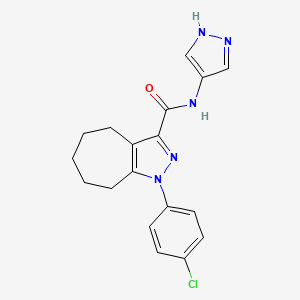 molecular formula C18H18ClN5O B7565730 1-(4-chlorophenyl)-N-(1H-pyrazol-4-yl)-5,6,7,8-tetrahydro-4H-cyclohepta[c]pyrazole-3-carboxamide 