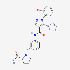 N-[3-[(2-carbamoylpyrrolidin-1-yl)methyl]phenyl]-1-(2-fluorophenyl)-5-pyrrol-1-ylpyrazole-4-carboxamide