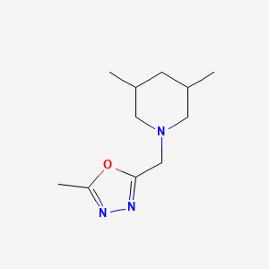 molecular formula C11H19N3O B7565765 2-[(3,5-Dimethylpiperidin-1-yl)methyl]-5-methyl-1,3,4-oxadiazole 