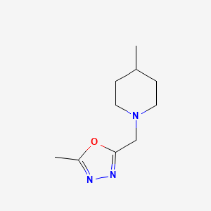 molecular formula C10H17N3O B7565802 2-Methyl-5-[(4-methylpiperidin-1-yl)methyl]-1,3,4-oxadiazole 