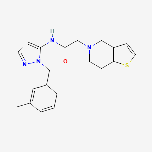 2-(6,7-dihydro-4H-thieno[3,2-c]pyridin-5-yl)-N-[2-[(3-methylphenyl)methyl]pyrazol-3-yl]acetamide