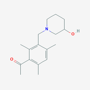 molecular formula C17H25NO2 B7565811 1-[3-[(3-Hydroxypiperidin-1-yl)methyl]-2,4,6-trimethylphenyl]ethanone 