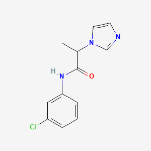 molecular formula C12H12ClN3O B7565859 N-(3-chlorophenyl)-2-imidazol-1-ylpropanamide 