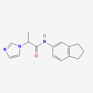 molecular formula C15H17N3O B7565889 N-(2,3-dihydro-1H-inden-5-yl)-2-imidazol-1-ylpropanamide 
