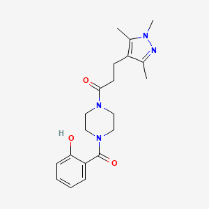 1-[4-(2-Hydroxybenzoyl)piperazin-1-yl]-3-(1,3,5-trimethylpyrazol-4-yl)propan-1-one