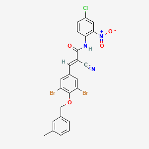 (E)-N-(4-chloro-2-nitrophenyl)-2-cyano-3-[3,5-dibromo-4-[(3-methylphenyl)methoxy]phenyl]prop-2-enamide