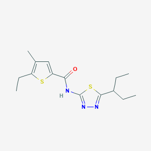molecular formula C15H21N3OS2 B7565988 5-ethyl-4-methyl-N-(5-pentan-3-yl-1,3,4-thiadiazol-2-yl)thiophene-2-carboxamide 