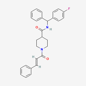 molecular formula C28H27FN2O2 B7566063 N-[(4-fluorophenyl)-phenylmethyl]-1-[(E)-3-phenylprop-2-enoyl]piperidine-4-carboxamide 