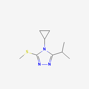 molecular formula C9H15N3S B7566071 4-Cyclopropyl-3-methylsulfanyl-5-propan-2-yl-1,2,4-triazole 