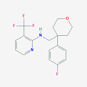 molecular formula C18H18F4N2O B7566081 N-[[4-(4-fluorophenyl)oxan-4-yl]methyl]-3-(trifluoromethyl)pyridin-2-amine 