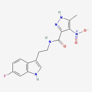 molecular formula C15H14FN5O3 B7566122 N-[2-(6-fluoro-1H-indol-3-yl)ethyl]-5-methyl-4-nitro-1H-pyrazole-3-carboxamide 