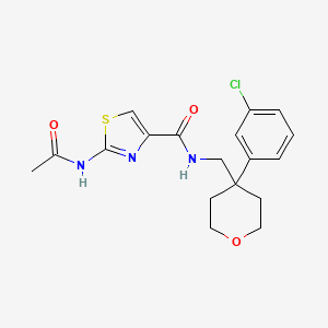 2-acetamido-N-[[4-(3-chlorophenyl)oxan-4-yl]methyl]-1,3-thiazole-4-carboxamide