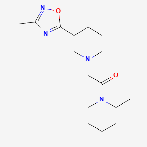 molecular formula C16H26N4O2 B7566246 2-[3-(3-Methyl-1,2,4-oxadiazol-5-yl)piperidin-1-yl]-1-(2-methylpiperidin-1-yl)ethanone 