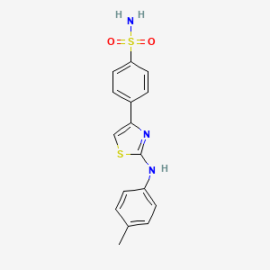 molecular formula C16H15N3O2S2 B7566272 4-[2-(4-Methylanilino)-1,3-thiazol-4-yl]benzenesulfonamide 