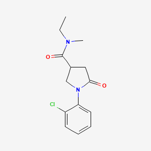 molecular formula C14H17ClN2O2 B7566311 1-(2-chlorophenyl)-N-ethyl-N-methyl-5-oxopyrrolidine-3-carboxamide 