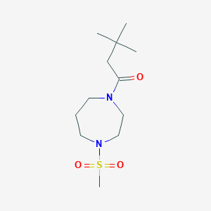 molecular formula C12H24N2O3S B7566322 3,3-Dimethyl-1-(4-methylsulfonyl-1,4-diazepan-1-yl)butan-1-one 