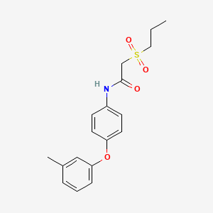 molecular formula C18H21NO4S B7566366 N-[4-(3-methylphenoxy)phenyl]-2-propylsulfonylacetamide 