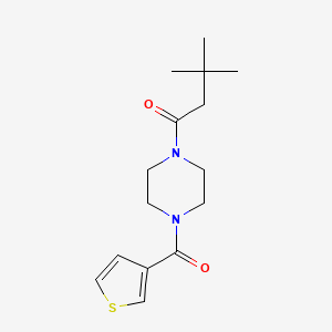 molecular formula C15H22N2O2S B7566465 3,3-Dimethyl-1-[4-(thiophene-3-carbonyl)piperazin-1-yl]butan-1-one 