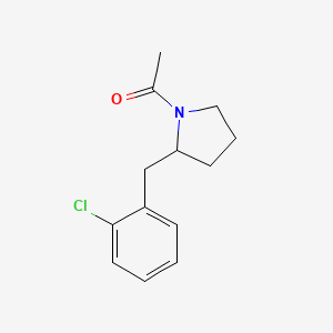 molecular formula C13H16ClNO B7566473 1-[2-[(2-Chlorophenyl)methyl]pyrrolidin-1-yl]ethanone 