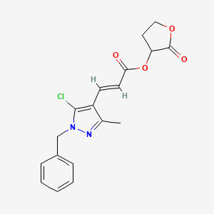 molecular formula C18H17ClN2O4 B7566476 (2-oxooxolan-3-yl) (E)-3-(1-benzyl-5-chloro-3-methylpyrazol-4-yl)prop-2-enoate 