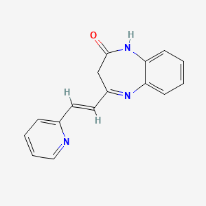 molecular formula C16H13N3O B7566494 4-[(E)-2-pyridin-2-ylethenyl]-1,3-dihydro-1,5-benzodiazepin-2-one 