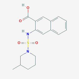 molecular formula C17H20N2O4S B7566535 3-[(3-Methylpiperidin-1-yl)sulfonylamino]naphthalene-2-carboxylic acid 