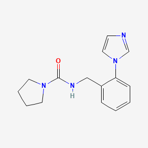 molecular formula C15H18N4O B7566559 N-[(2-imidazol-1-ylphenyl)methyl]pyrrolidine-1-carboxamide 