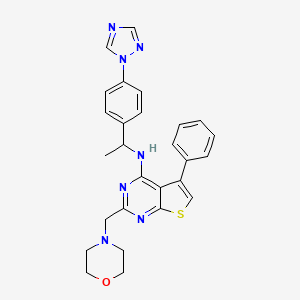 molecular formula C27H27N7OS B7566563 2-(morpholin-4-ylmethyl)-5-phenyl-N-[1-[4-(1,2,4-triazol-1-yl)phenyl]ethyl]thieno[2,3-d]pyrimidin-4-amine 