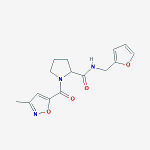 molecular formula C15H17N3O4 B7566606 N-(furan-2-ylmethyl)-1-(3-methyl-1,2-oxazole-5-carbonyl)pyrrolidine-2-carboxamide 