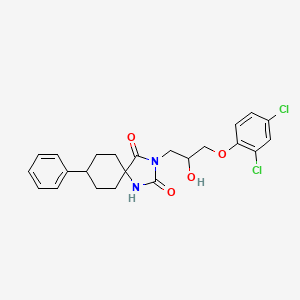 molecular formula C23H24Cl2N2O4 B7566613 3-[3-(2,4-Dichlorophenoxy)-2-hydroxypropyl]-8-phenyl-1,3-diazaspiro[4.5]decane-2,4-dione 