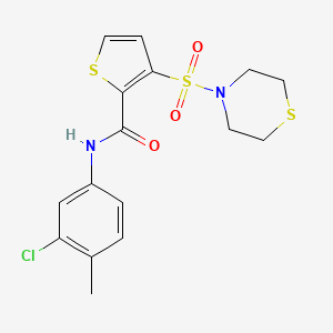 molecular formula C16H17ClN2O3S3 B7566619 N-(3-chloro-4-methylphenyl)-3-thiomorpholin-4-ylsulfonylthiophene-2-carboxamide 