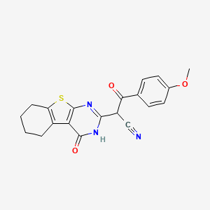 molecular formula C20H17N3O3S B7566651 3-(4-methoxyphenyl)-3-oxo-2-(4-oxo-5,6,7,8-tetrahydro-3H-[1]benzothiolo[2,3-d]pyrimidin-2-yl)propanenitrile 