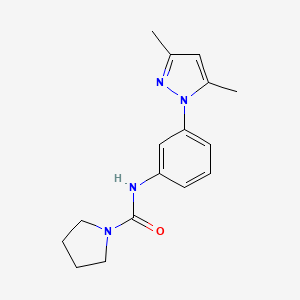 molecular formula C16H20N4O B7566658 N-[3-(3,5-dimethylpyrazol-1-yl)phenyl]pyrrolidine-1-carboxamide 