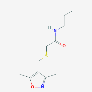molecular formula C11H18N2O2S B7566664 2-[(3,5-dimethyl-1,2-oxazol-4-yl)methylsulfanyl]-N-propylacetamide 