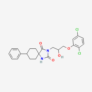 molecular formula C23H24Cl2N2O4 B7566670 3-[3-(2,5-Dichlorophenoxy)-2-hydroxypropyl]-8-phenyl-1,3-diazaspiro[4.5]decane-2,4-dione 