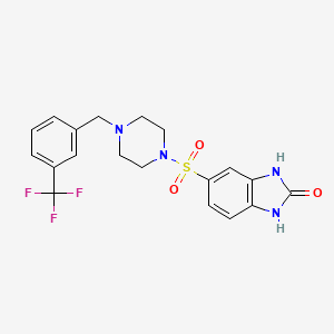 molecular formula C19H19F3N4O3S B7566671 5-[4-[[3-(Trifluoromethyl)phenyl]methyl]piperazin-1-yl]sulfonyl-1,3-dihydrobenzimidazol-2-one 