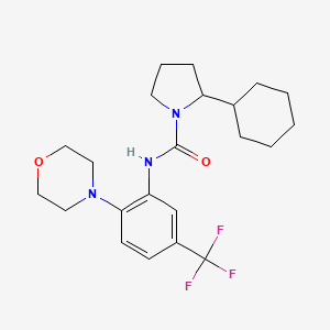 molecular formula C22H30F3N3O2 B7566690 2-cyclohexyl-N-[2-morpholin-4-yl-5-(trifluoromethyl)phenyl]pyrrolidine-1-carboxamide 