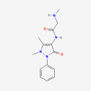 molecular formula C14H18N4O2 B7566698 N-(1,5-dimethyl-3-oxo-2-phenylpyrazol-4-yl)-2-(methylamino)acetamide 