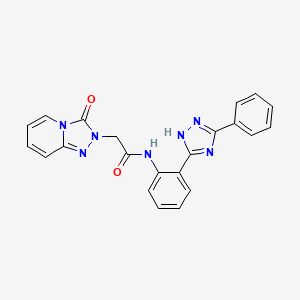 molecular formula C22H17N7O2 B7566711 2-(3-oxo-[1,2,4]triazolo[4,3-a]pyridin-2-yl)-N-[2-(3-phenyl-1H-1,2,4-triazol-5-yl)phenyl]acetamide 