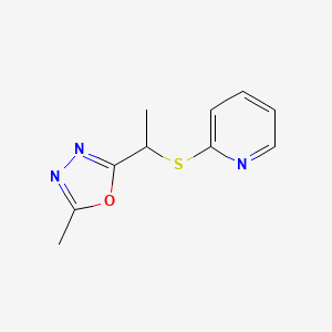 molecular formula C10H11N3OS B7566742 2-Methyl-5-(1-pyridin-2-ylsulfanylethyl)-1,3,4-oxadiazole 
