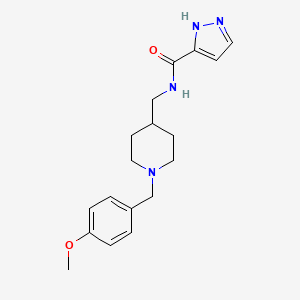 molecular formula C18H24N4O2 B7566804 N-[[1-[(4-methoxyphenyl)methyl]piperidin-4-yl]methyl]-1H-pyrazole-5-carboxamide 