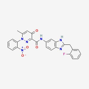 N-[2-[(2-fluorophenyl)methyl]-3H-benzimidazol-5-yl]-6-methyl-1-(2-nitrophenyl)-4-oxopyridazine-3-carboxamide