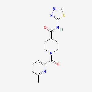 molecular formula C15H17N5O2S B7566851 1-(6-methylpyridine-2-carbonyl)-N-(1,3,4-thiadiazol-2-yl)piperidine-4-carboxamide 